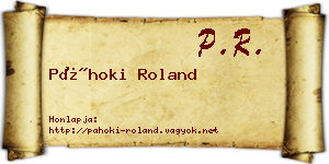 Páhoki Roland névjegykártya